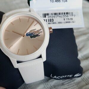 New Watch Lacoste, white rubber, sand color face